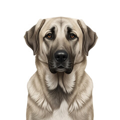 Obraz premium Front-facing Anatolian Shepherd, symmetrical pose, isolated white background