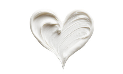 texture of a cosmetic smear of cream in the shape of a heart on a transparent background