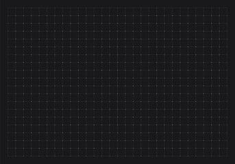 Obraz na płótnie Canvas Grid pattern blueprint on black paper background, graph white notebook. Millimeter paper with architect gird and white tech dot. Drawing grid with map checker paper, vector illustration.