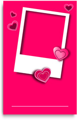 Photo card template with hearts decoration frame.
