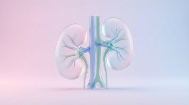 Abstract Representation of Human Kidney with Colorful Vessels