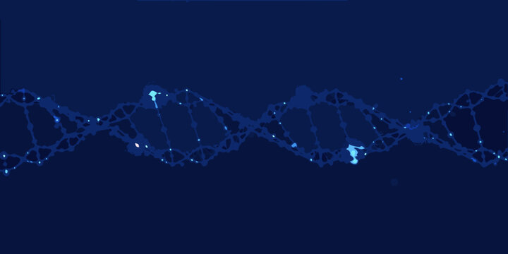 Abstract representation of a dna double helix structure with glowing points