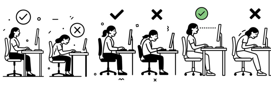 Guidelines for maintaining proper posture while working at a desk