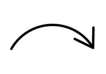 Icono lineal de una flecha curva apuntando hacia la derecha y abajo 