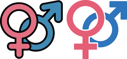 Obraz premium Gender symbol. Male and female sign. Vector flat