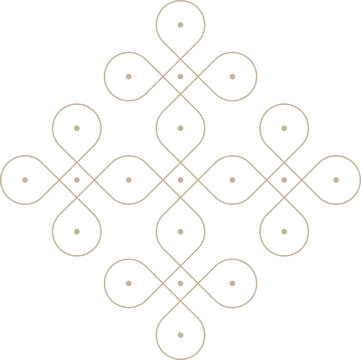 Monoline Kolam Rangoli Design Element