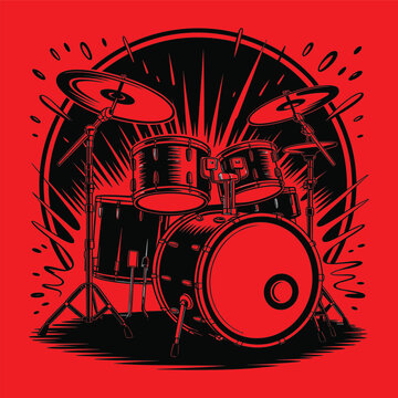 drum set kit musical instruments illustration
