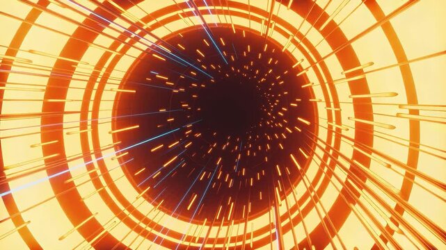 An abstract digital artwork depicting a vibrant tunnel with light streaks.