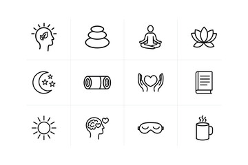 Mental Health Awareness and Wellness Icon Set