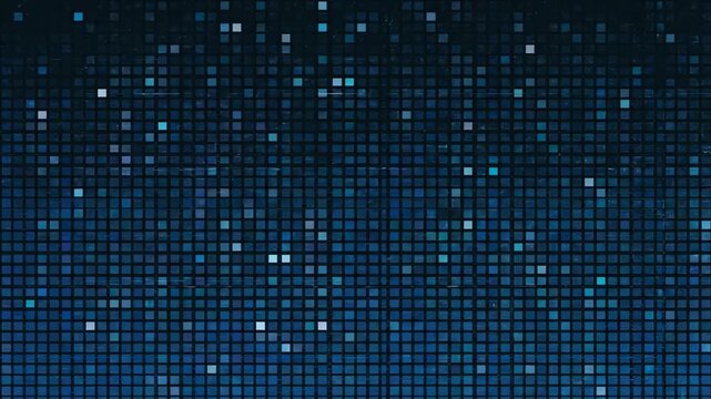 Digital background of a grid pattern with small white and blue pixels on a dark blue backdrop.