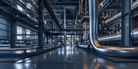 Fototapeta premium Industrial plant, modern production process and details on the factory floor