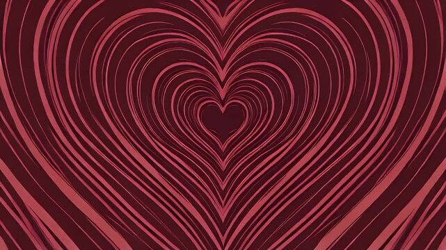 Vibrant Red Concentric Heart Pattern Radiating Warmth and Affection, an Abstract Tunnel of Love and Passion, Ideal for Romantic Backgrounds and Expressive Designs