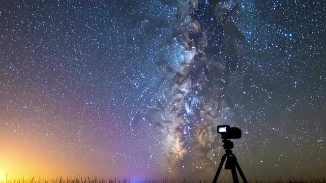 Astrophotography capturing the Milky Way with a professional camera setup