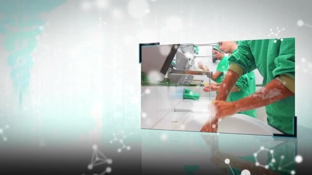 A montage of surgery clips on white and blue background