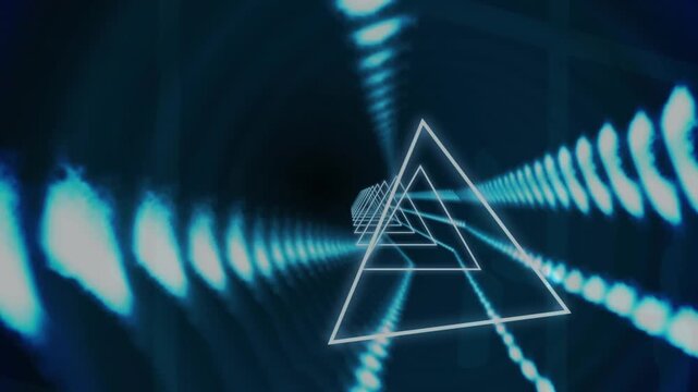 Animation of neon triangles and network of glowing connections