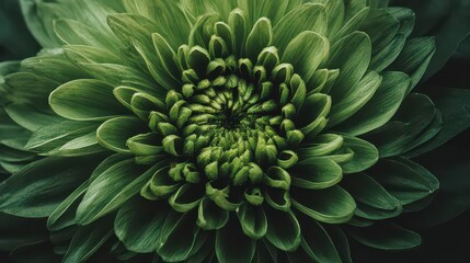 Close Up of a Chrysanthemum Flower with Green Petals and Golden Details in a Floral Still Life Arrangement