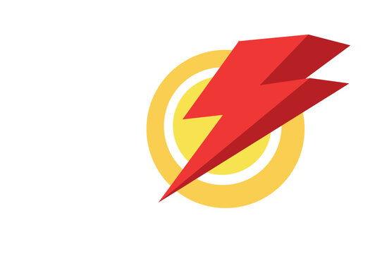 Bolf of Lightning solid modern illustration. Editable Clip Art.