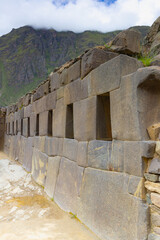 Detail of high quality of Inca stone wall,