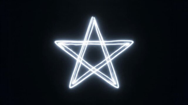 Glowing Pentagram Symbol on Black Background.