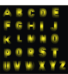 Radiant Yellow Particle Alphabet on Black Background