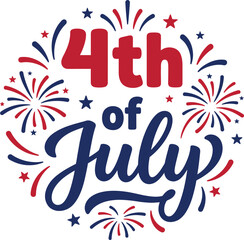 Fourth Of July Fireworks Typography Illustration