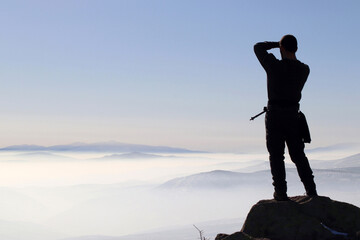 A mountaineer watching the scenery.