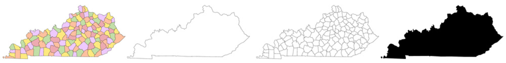 Obraz premium Kentucky administrative map, Kentucky outline and counties state map set - illustration version