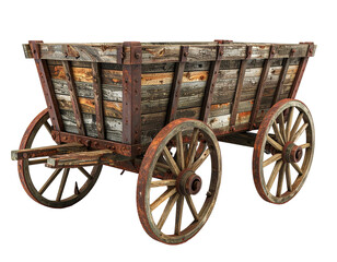 Fototapeta premium Antique wooden wagon with weathered planks and rusty metal fittings