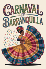 Obraz premium Carnaval de Barranquilla with Colorful Dance Costume and Musical Vibes