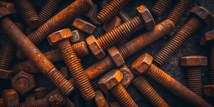 old rusty steel nuts