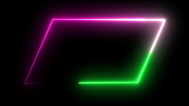 Animated futuristic Parallelogram Framebackground with glowing red and blue lights
