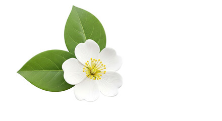White Flower with Green Leaves