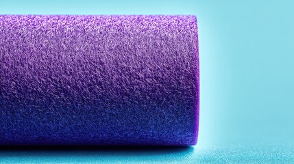 Sparkling Purple Roll Against Light Cyan Background With Soft Lighting Casting a Subtle Shadow For Abstract Backdrop And Creative Projects