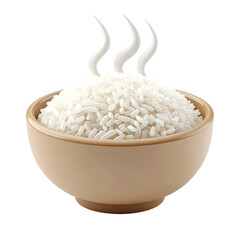 Bowl of Hot Steaming White Rice.