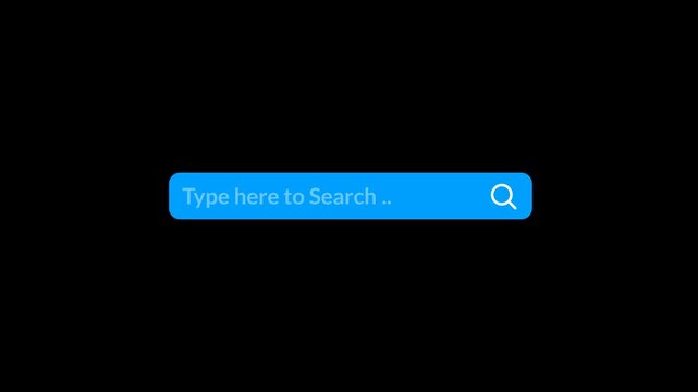 search bar animation on transparent  background, Internet browsing search bar icon animation, Search bar animated with magnify glass icon and mike icon in 4k.