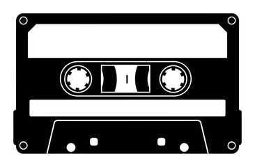 Obraz premium Cassette Tape Silhouette - Minimal Vector Illustration