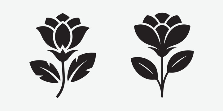 Simplified black and white floral silhouettes