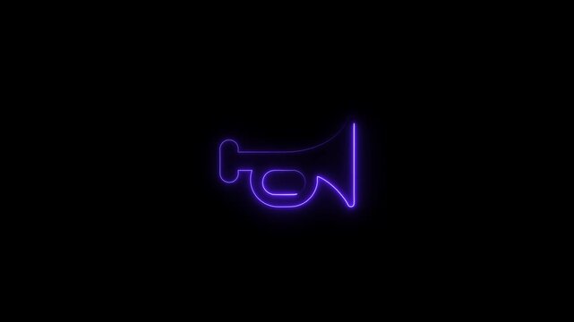 Neon purple megaphone glowing outline loudspeaker symbol