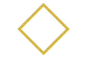 Golden glitter rhombus frame on transparent background