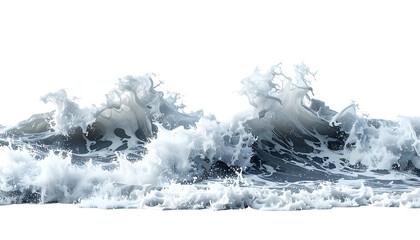 Close-up of churning ocean waves with crests breaking, frothy and powerful