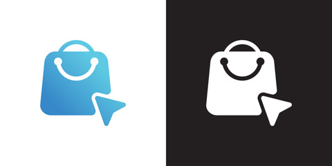 E-commerce Logo Design - Online Shopping Bag Icon with Cursor