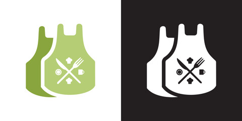 Cooking Apron Logo with Fork and Knife &ndash; Restaurant, Chef, and Culinary Icon