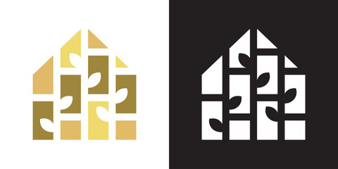 Abstract Leaf Real Estate Logo &ndash; Modern Property and Building Monogram Design