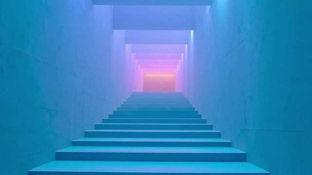 An open 3d staircase design forms a stairway to heaven through a doorway of light for a business success concept