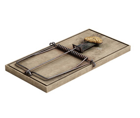 쿠키 미끼를 놓은 빈티지 나무 쥐덫 Vintage Wooden Mouse Trap with Cookie Bait