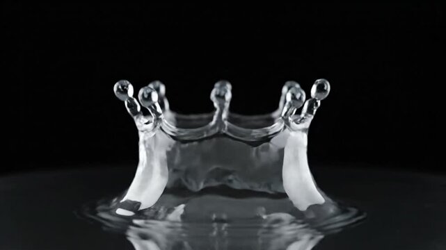 Water Droplets Falling and Splashing in Slow Motion.