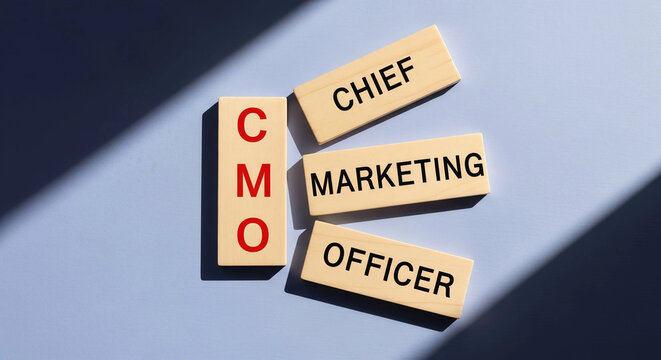 Chief Marketing Officer CMO leadership concept with wooden blocks