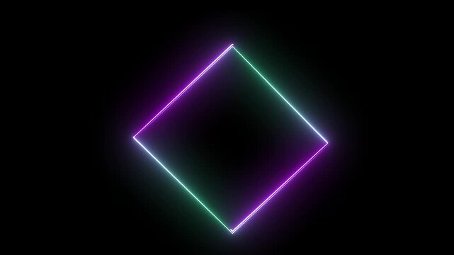 Animated futuristic cut the rice cake Frame background with glowing green and pink lights