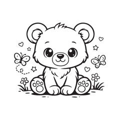 Obraz premium Baby Bear Sitting Coloring Page