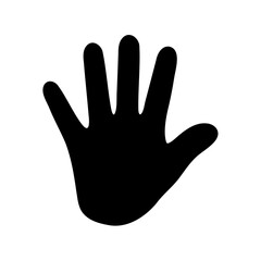 Obraz premium black hand silhouette with five fingers raised on white background